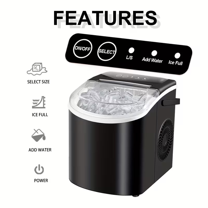 Portable Countertop Ice Maker with Handle; Self-Cleaning (29Lbs/24H)