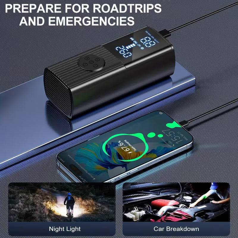 AeroPump™ Max dual-line LCD display showing real-time and target PSI