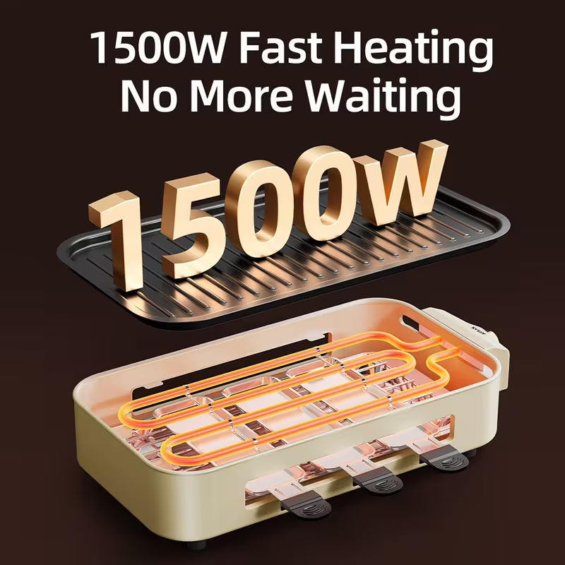 Electric BBQ Grill & Waffle Maker | 1500W Indoor Kitchen Grill