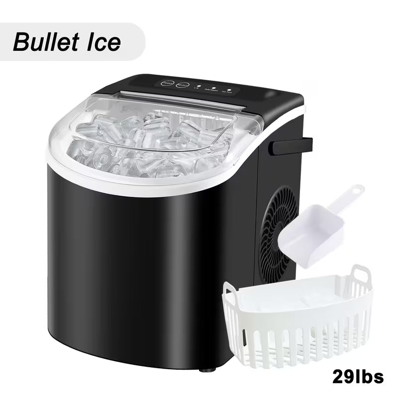 Portable Countertop Ice Maker with Handle; Self-Cleaning (29Lbs/24H)