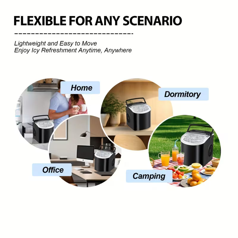 Portable Countertop Ice Maker with Handle; Self-Cleaning (29Lbs/24H)