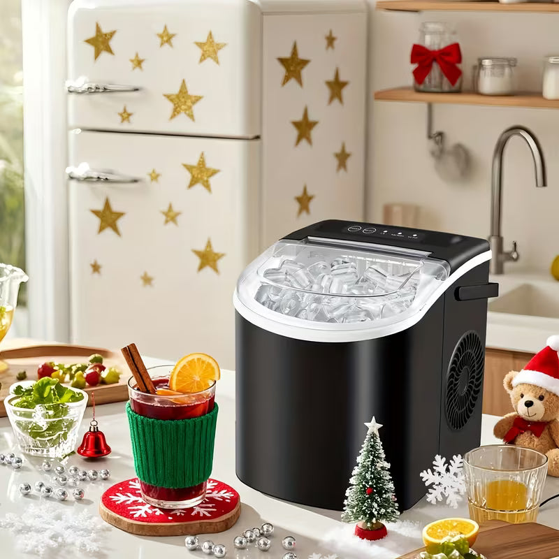 Portable Countertop Ice Maker with Handle; Self-Cleaning (29Lbs/24H)
